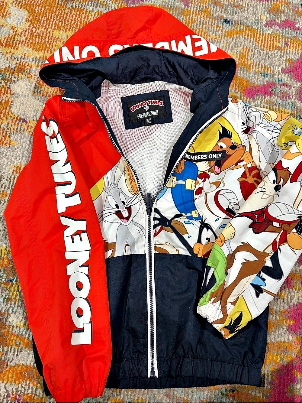 Looney Tunes Members Only Looney Tunes Kids Cartoon Windbreaker Red Black Girls